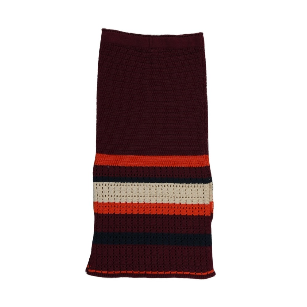 New Free People Crochet Skirt Women's Size Small Maroon Striped Midi 100% Cotton - Picture 2 of 7